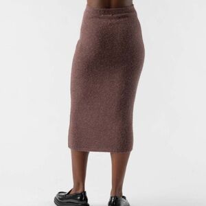 Fashion Nova Brown Ribbed Midi Pencil Skirt